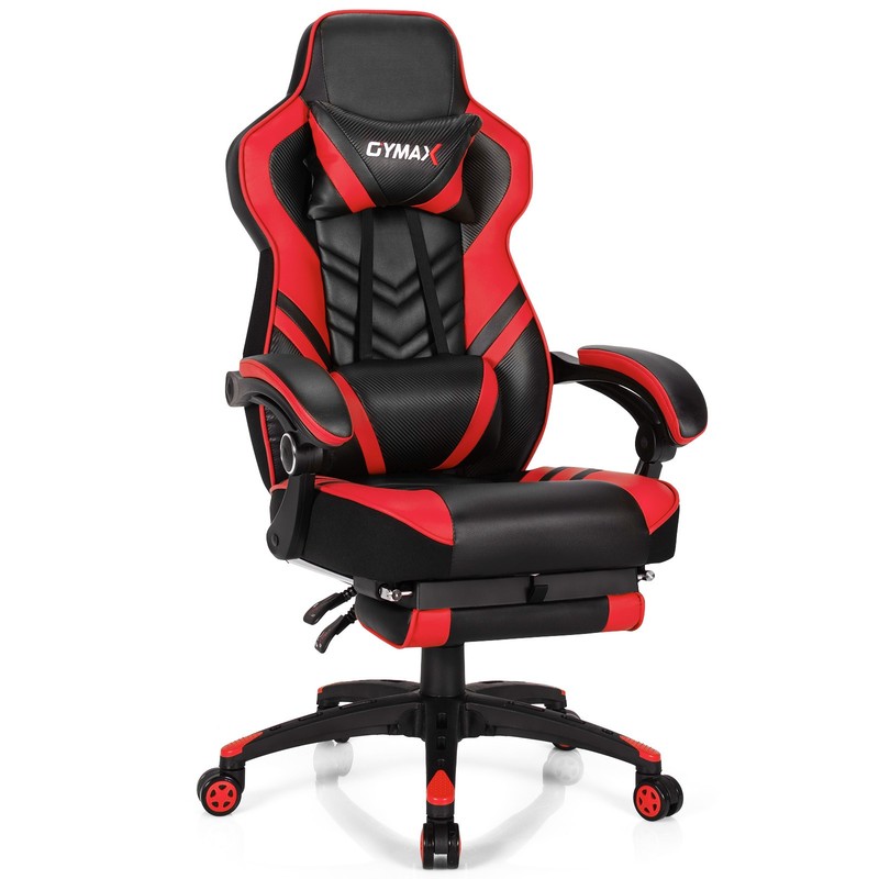 Costway Gaming Chair Adjustable Swivel Office Computer Desk Chair w/Footrest Red
