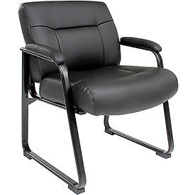 Global Industrial Big Tall Guest Chair Black Bonded Leather