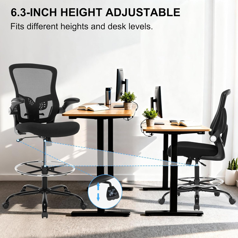 Drafting Chair, Ergonomic Tall Office Chair with Lumbar Support Standing Desk St gallery