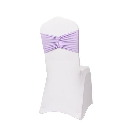 Efavormart 5 Pack Lavender Lilac Wide Ruffled Spandex Chair Sash gallery