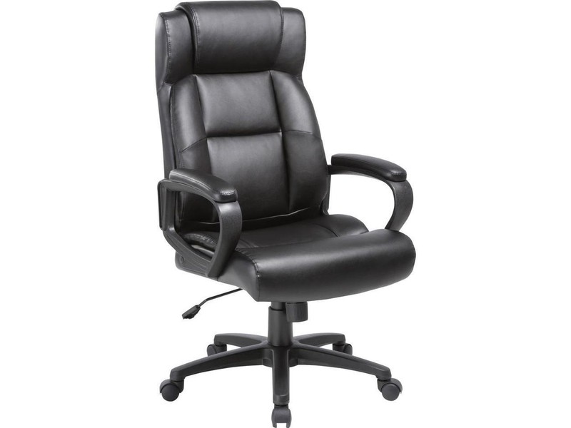 Lorell Soho High-back Leather Executive Chair - Black Bonded Leather Seat - Blac