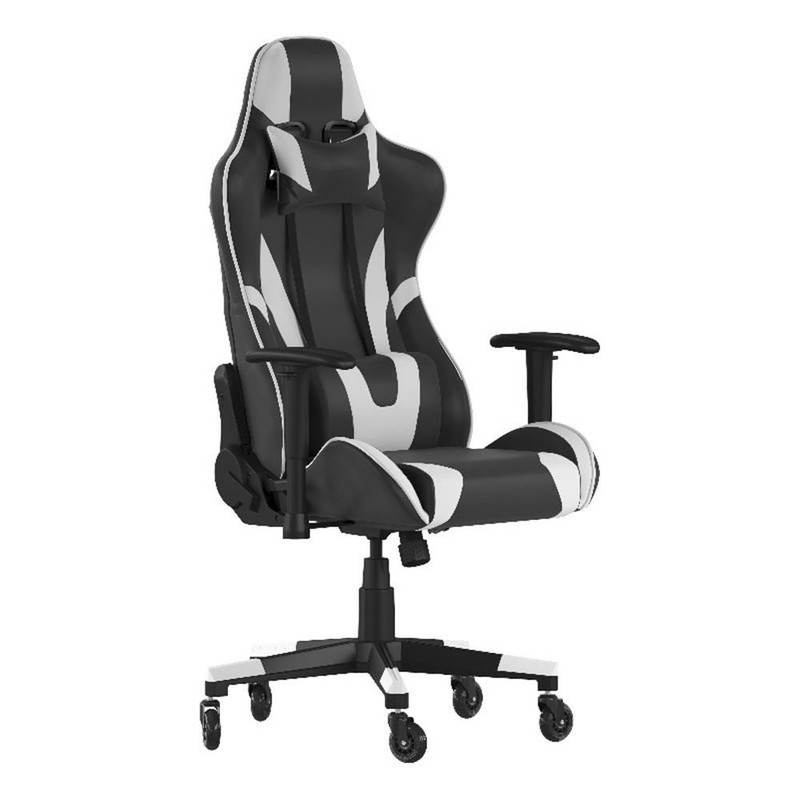 Office Gaming Chair with Roller Wheels & Reclining Back – Black LeatherSoft