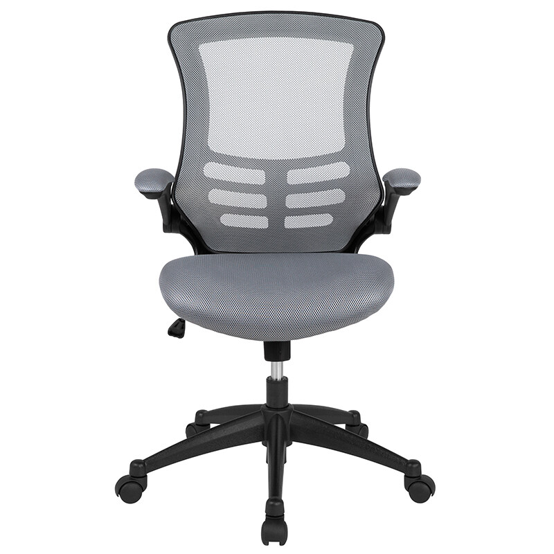 Mid-Back Dark Gray Mesh Swivel Ergonomic Task Office Chair with Flip-Up Arms gallery