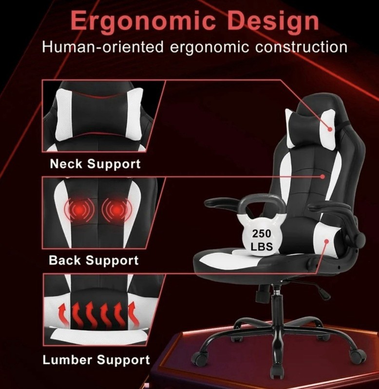 BestMassage OC-RC55 Office Desk Gaming Chair - White/Black (OC-RC55-White) gallery
