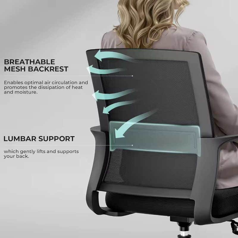 Office Chair Mid-Back Upholstery Mesh Height-Adjustable Armrests Executive gallery