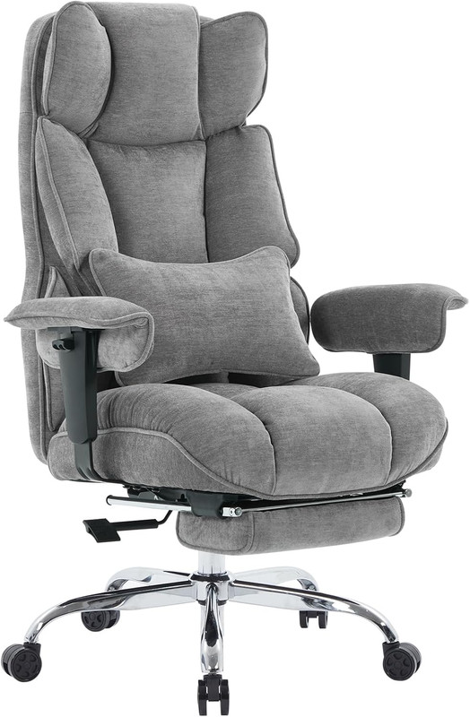 Executive Office Chair, Soft-Cushioned Computer Chair with Foot Rest, Fabric Hom gallery