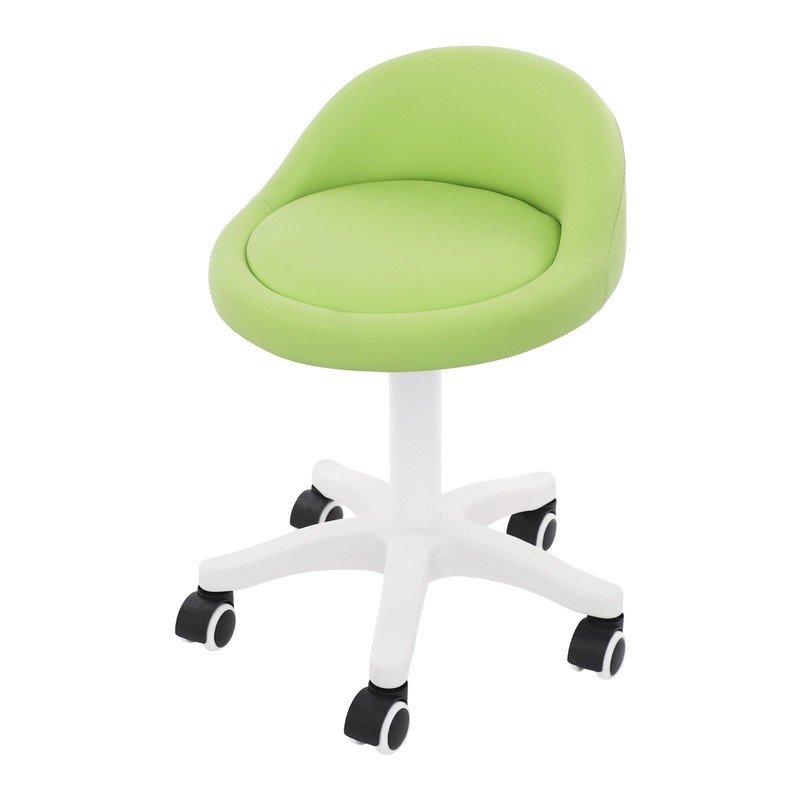Adjustable Beauty Salon Chair Rolling Stool, Rolling Stool w/ Low Backrest Green gallery