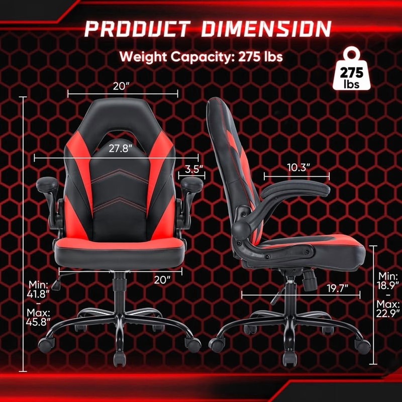 Gianna Ergonomic Computer Gaming Chair with Flip-up Armrest gallery