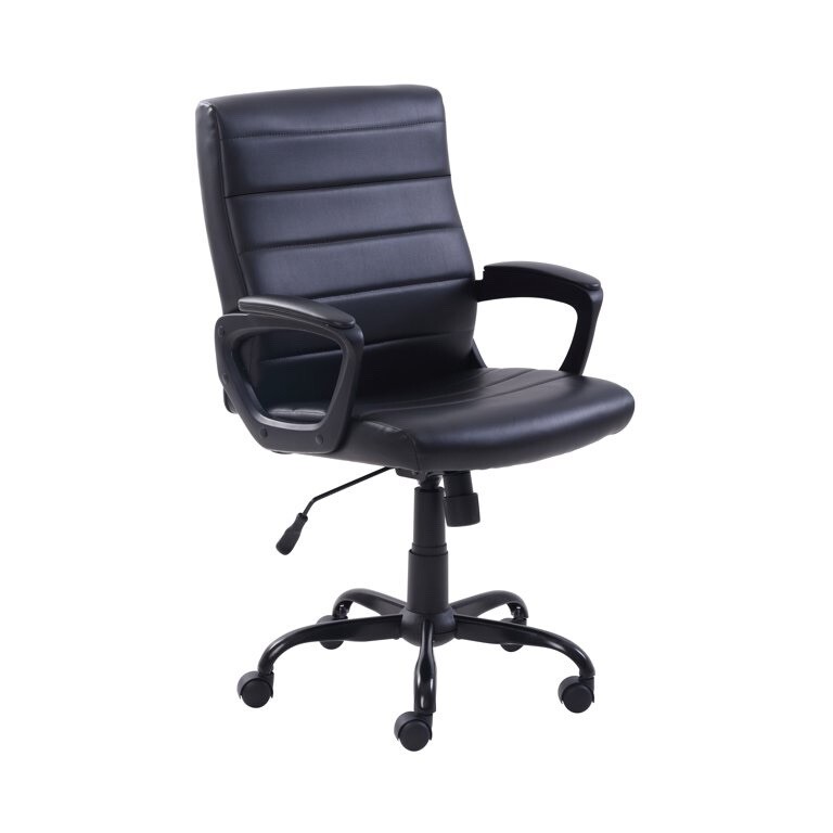 Manager’s Office Chair Bonded Leather Mid-Back Black Home Office Furniture