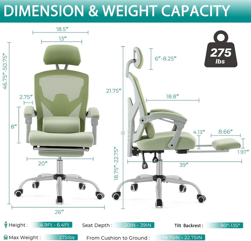 Swivel Ergonomic Chair for Home & Office – Adjustable Footrest & Neck Support gallery