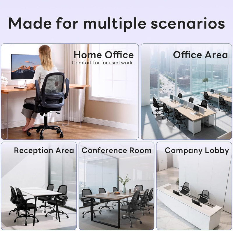 Amseatec Ergonomic Mesh Office Chair, Flip-Up Arms, Adjustable Height, Breathabl gallery
