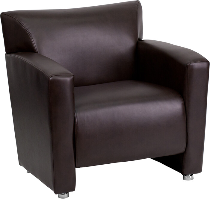 Majesty Series Brown Leather Reception Area Side Chair - Guest Lounge Chair gallery