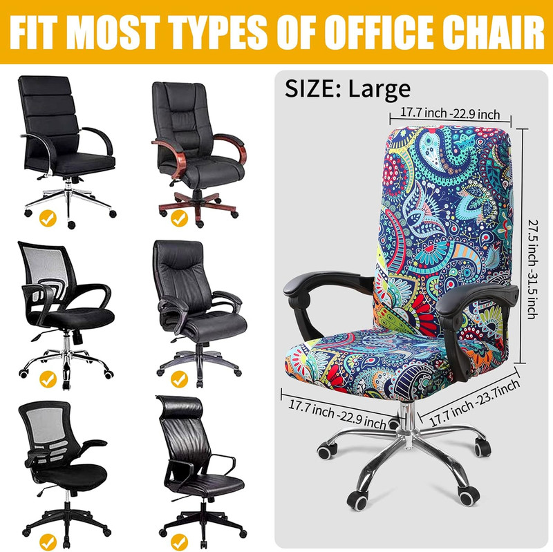Stretch Printed Office Computer Chair Covers, Universal Desk Rotating Chair Slip gallery