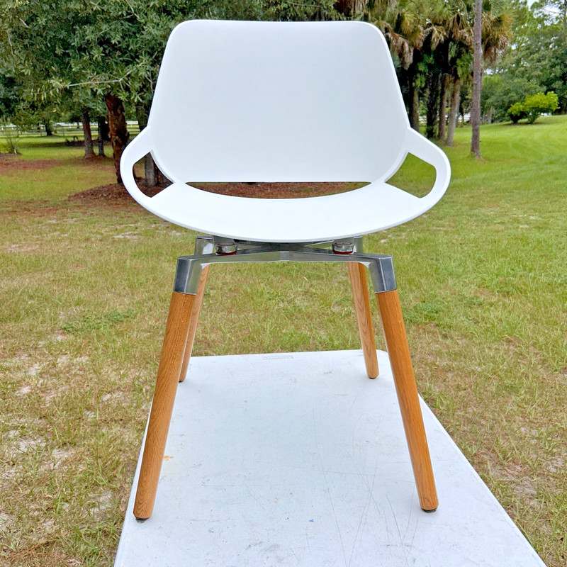 Aeris Numo German Designed White Ergonomic Home Office Chair Wood Legs Polished