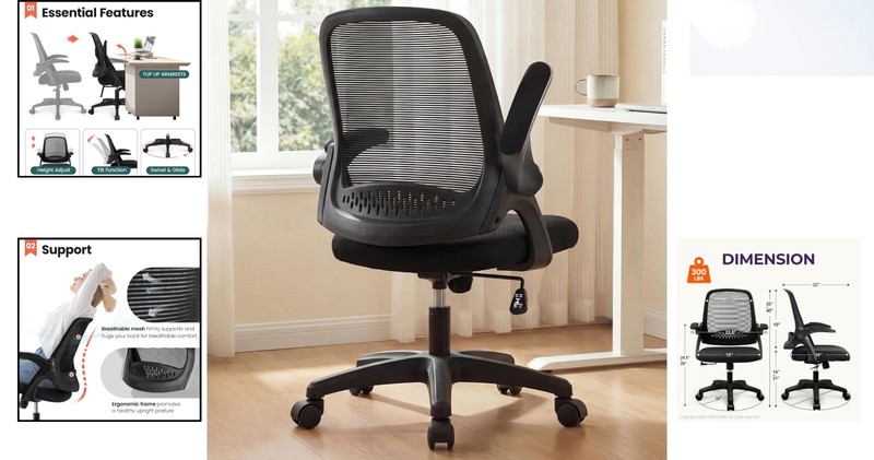 Ergonomic Gaming Office Chair with Lumbar Support & Adjustable Height - Black gallery