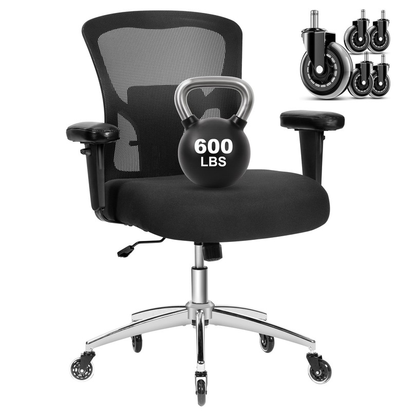Big and Tall Office Chair 600lbs, Heavy Duty Ergonomic Mesh Chair, Computer E…