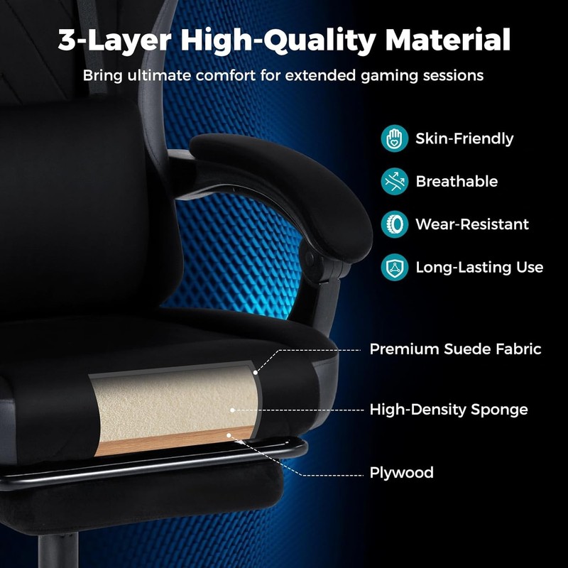 Gaming Chair, Ergonomic Office Chair with Foot Rest, Lumbar Support, Linkage ... gallery