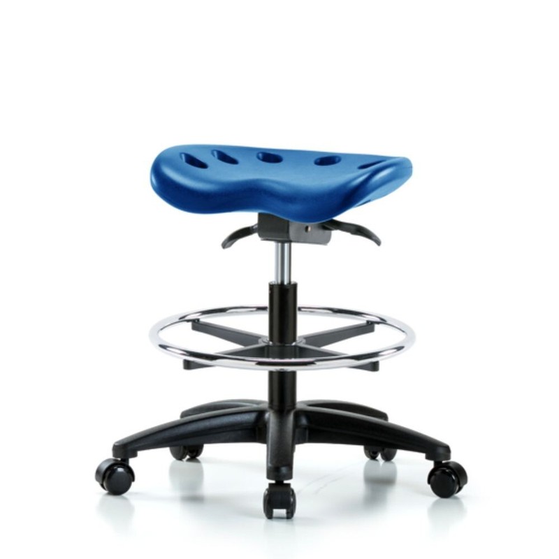 Polyurethane Tractor Sit-Stand Stool – Medium Bench Height with Chrome Foot Ring