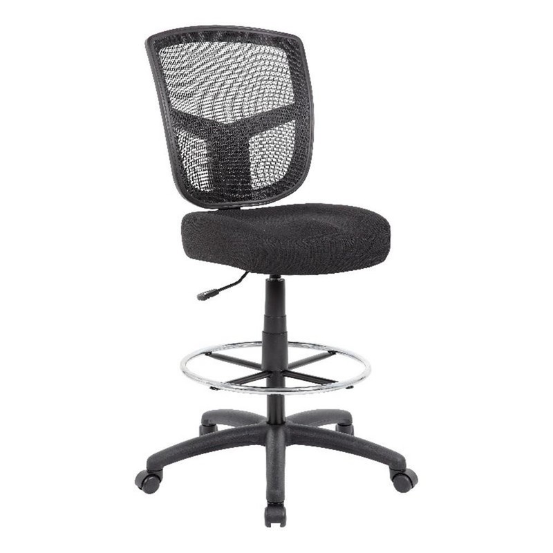 Scranton & Co 30″ Mesh Drafting Stool with Chrome Footring in Black