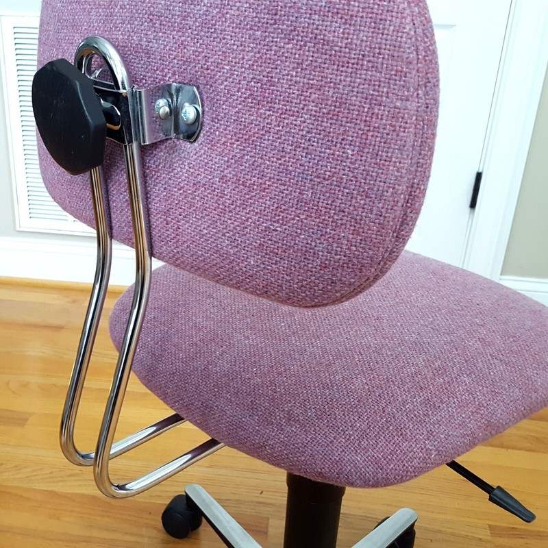 Vintage 1980s Made in Italy Primrose/Lavender Office Chair 5 Star Chrome Base! gallery