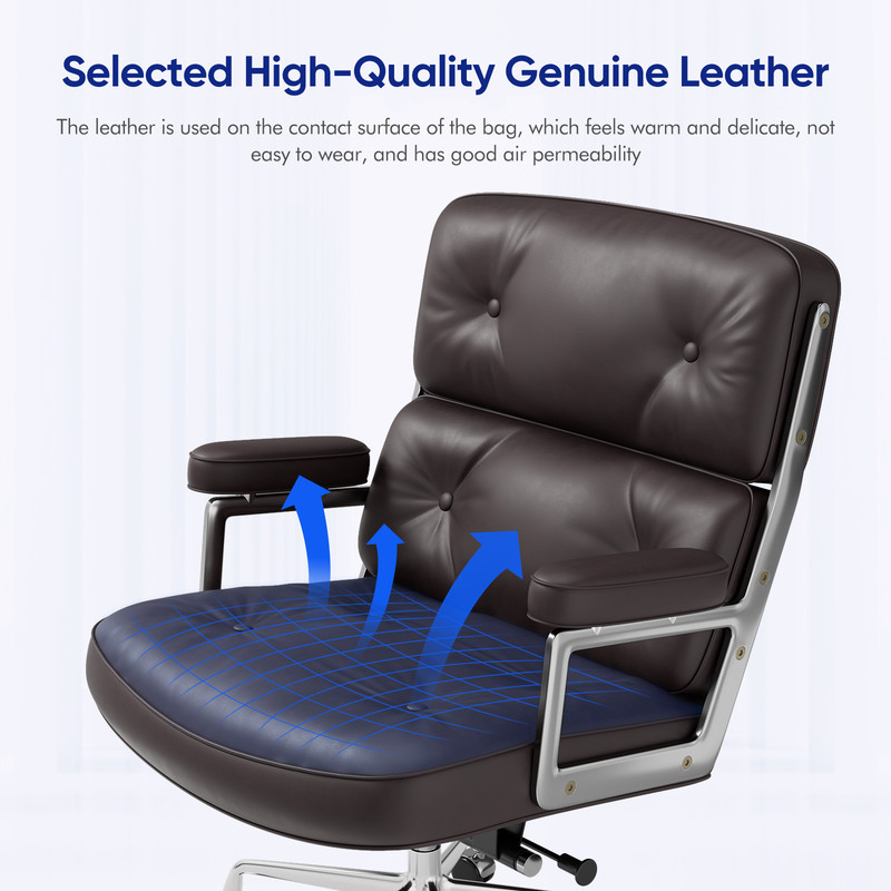 Modern Life Chair Genuine Leather Office Lobby Ergonomic Armchair Swivel Seat gallery