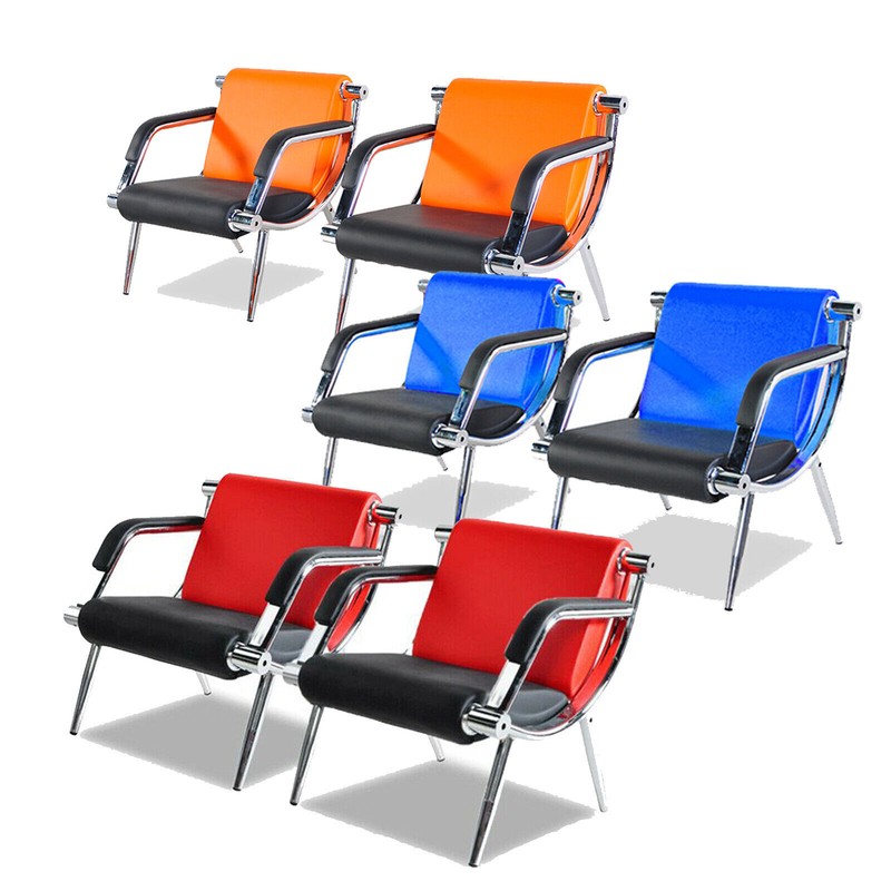Set of 2 PU Leather Conference Chairs Waiting Room Reception w/ Steel Frame