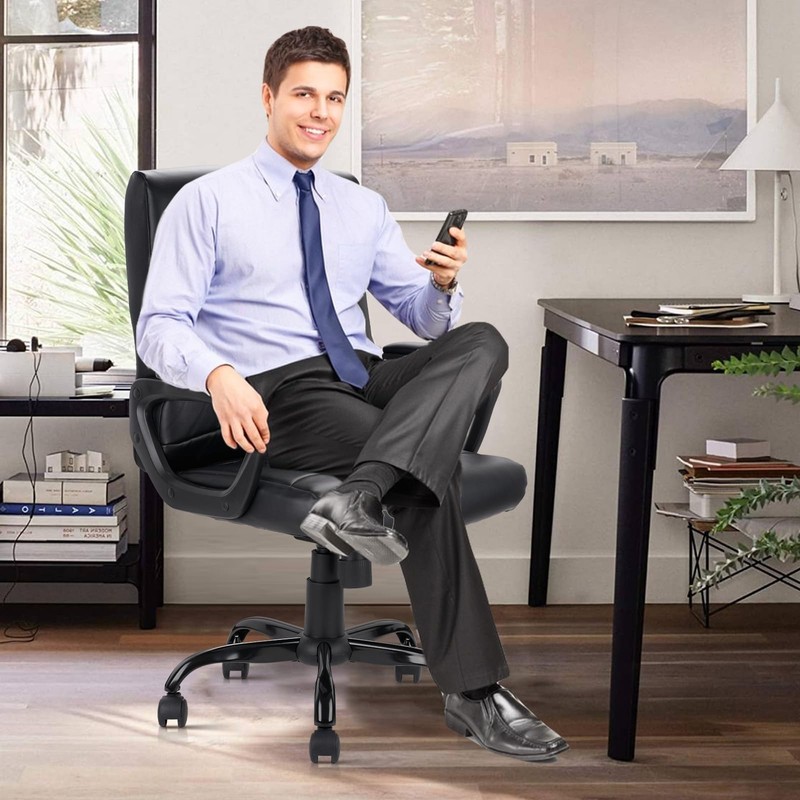 CLATINA Mid Back Leather Office Executive Chair with Lumbar Support and Padded gallery