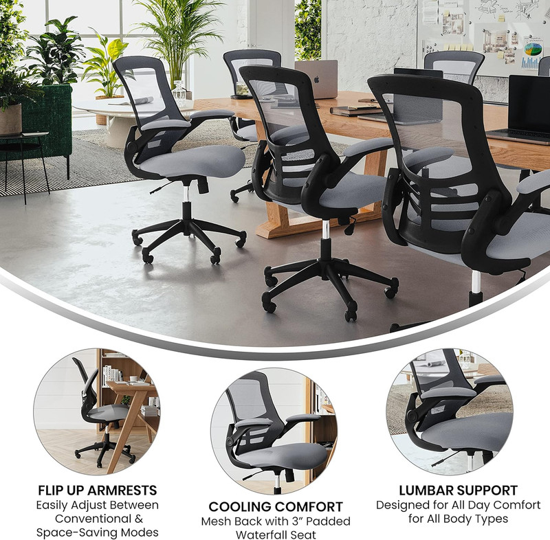 Kelista Office Chair, Ergonomic, Mid-Back, Dark Gray Mesh with Swivel gallery