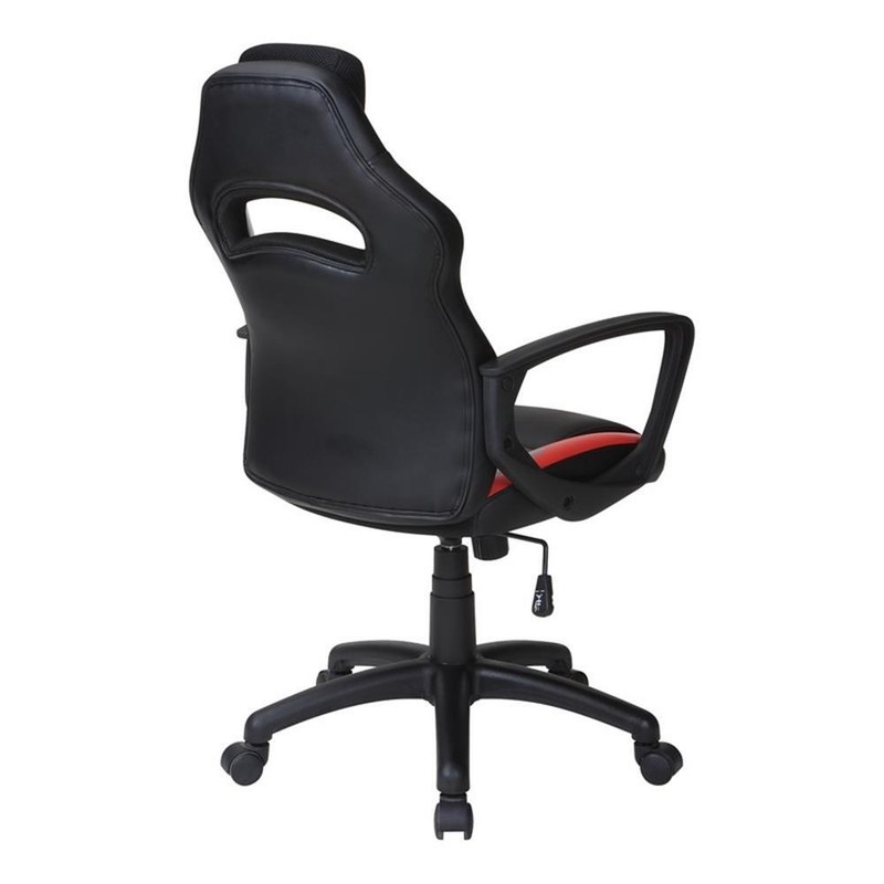 Influx Gaming Chair in Black Faux Leather with Red Accents gallery