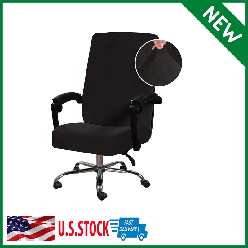 Velvet Home Office Stretchable Computer Desk Chair Covers Mid High Back Black