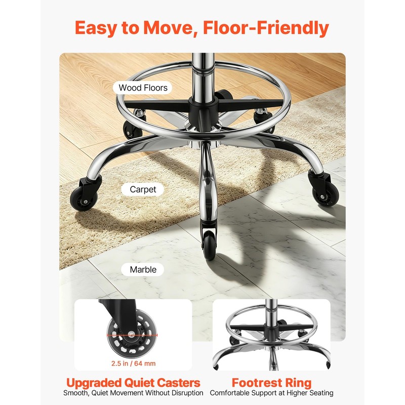 Uimoso Adjustable Saddle Stool with Backrest and Footrest, 500 lbs Capacity gallery