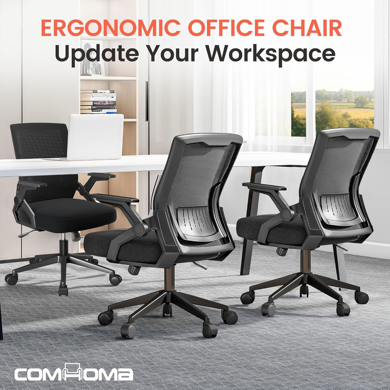 COMHOMA Office Chair with Flip-up Armrests Ergonomic Computer Desk Chair with Ad gallery