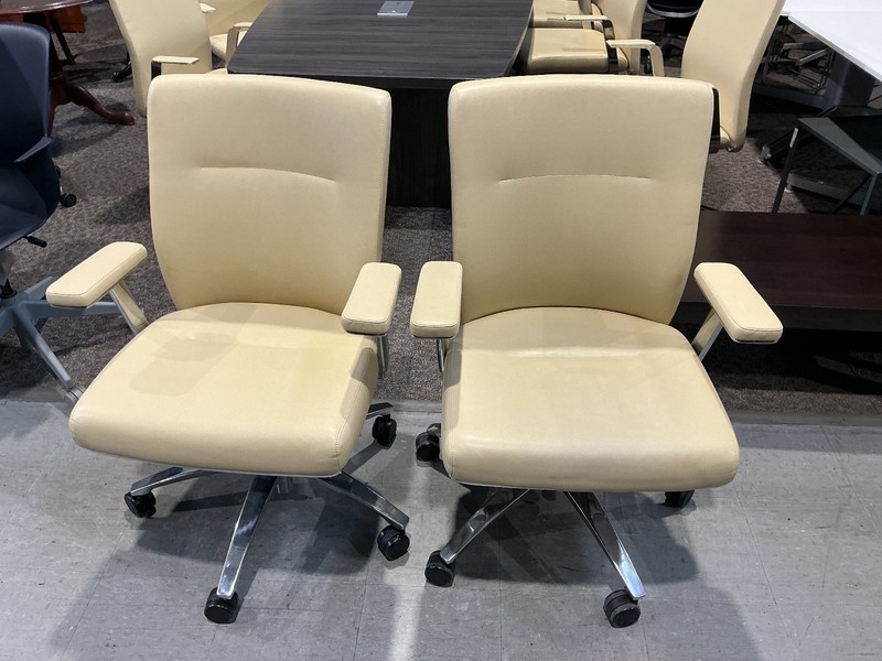 Conference Chair in Beige Vinyl Finish by Bernhardt Design