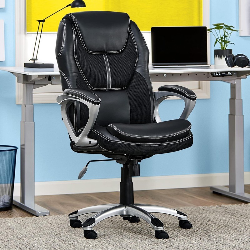 Amplify Executive Office Chair with Faux Leather and Mesh, Adjustable Ergonom... gallery