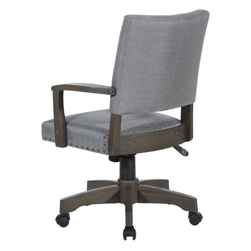 Scranton & Co Antique Gray Banker's Chair in Gray Fabric with Nailhead Trim gallery