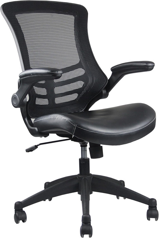 Stylish Mid-Back Mesh Office Chair with Adjustable Arms. Color: Black