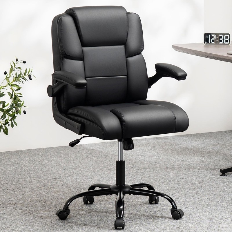 HOFFREE Ergonomic Office Chair – Black PU Leather Executive Desk Chair