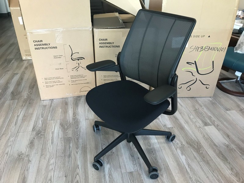 HumanScale Diffrient Smart Task Chair Adjustable Arms Black Frame Black Fabric