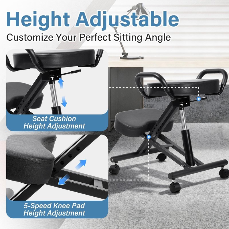 Ergonomic Kneeling Chair Adjustable Stool Upright Back Postures Home Office gallery