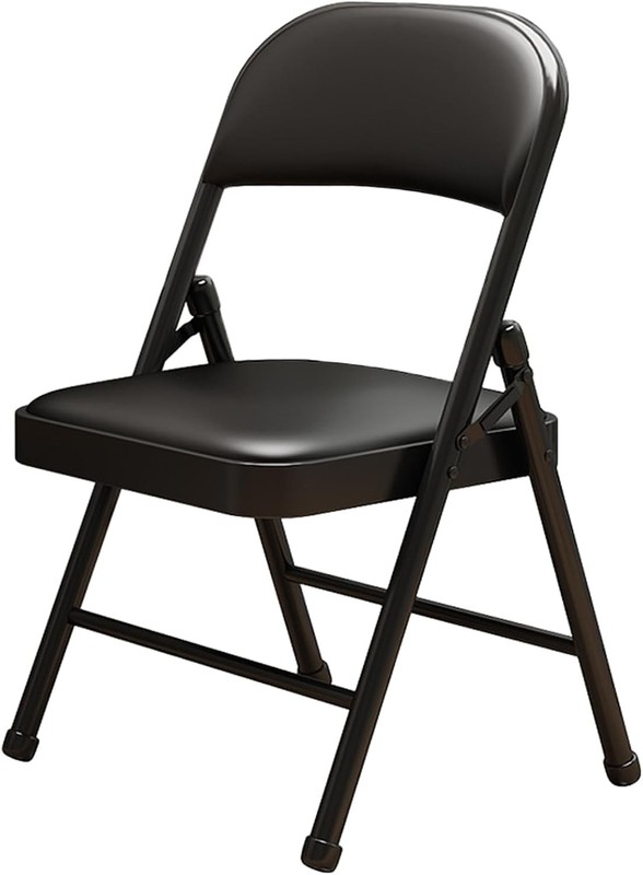 1 Pack Bulk Folding Chairs with Padded Cushion, 1 pack, Black Pu Leather