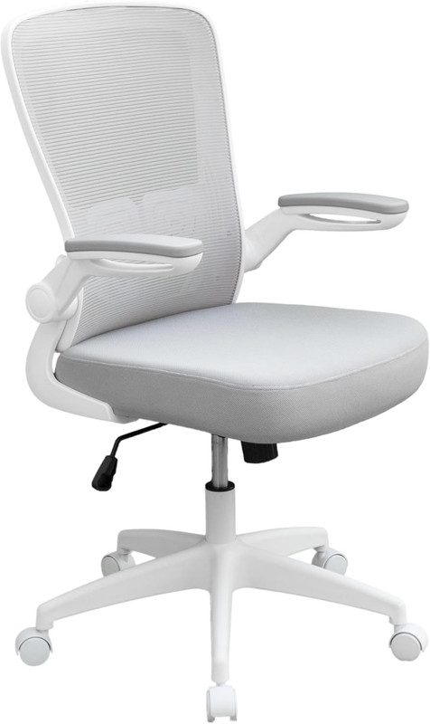 Mesh Task Chair with Flip up Arms, Grey/White