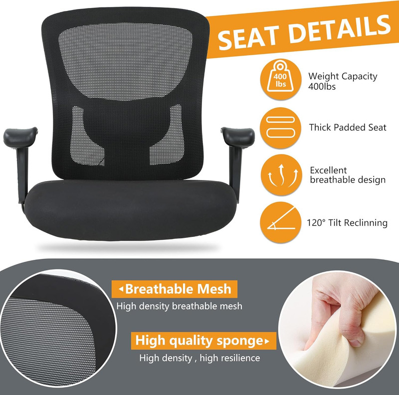 Ergonomic Big & Tall Office Chair with Lumbar Support - 500Lbs Capacity gallery