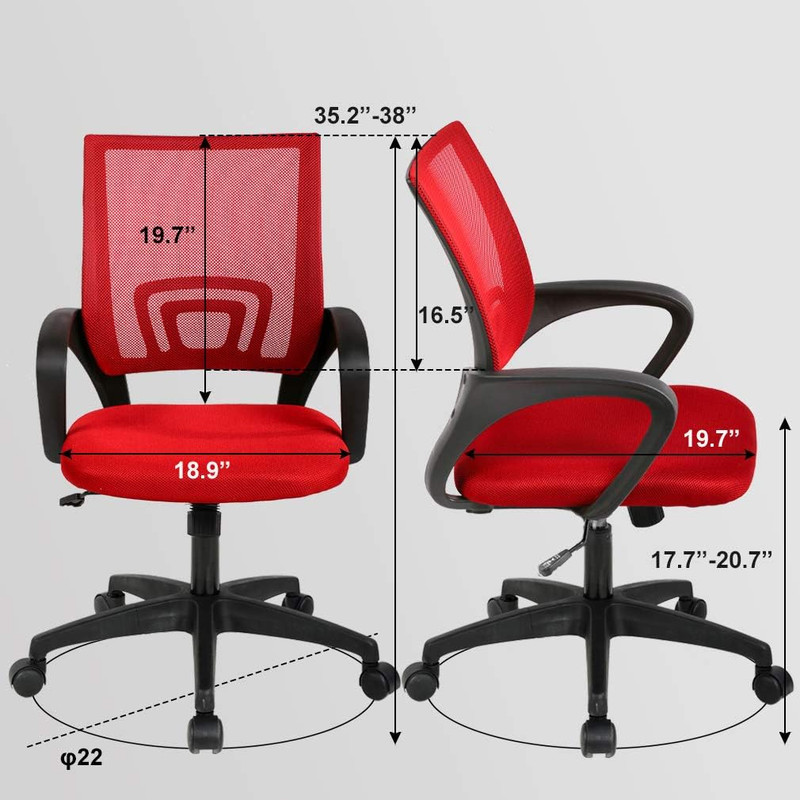 Ergonomic Office Chair Mid Back Swivel Desk Chair Lumbar Support Red gallery