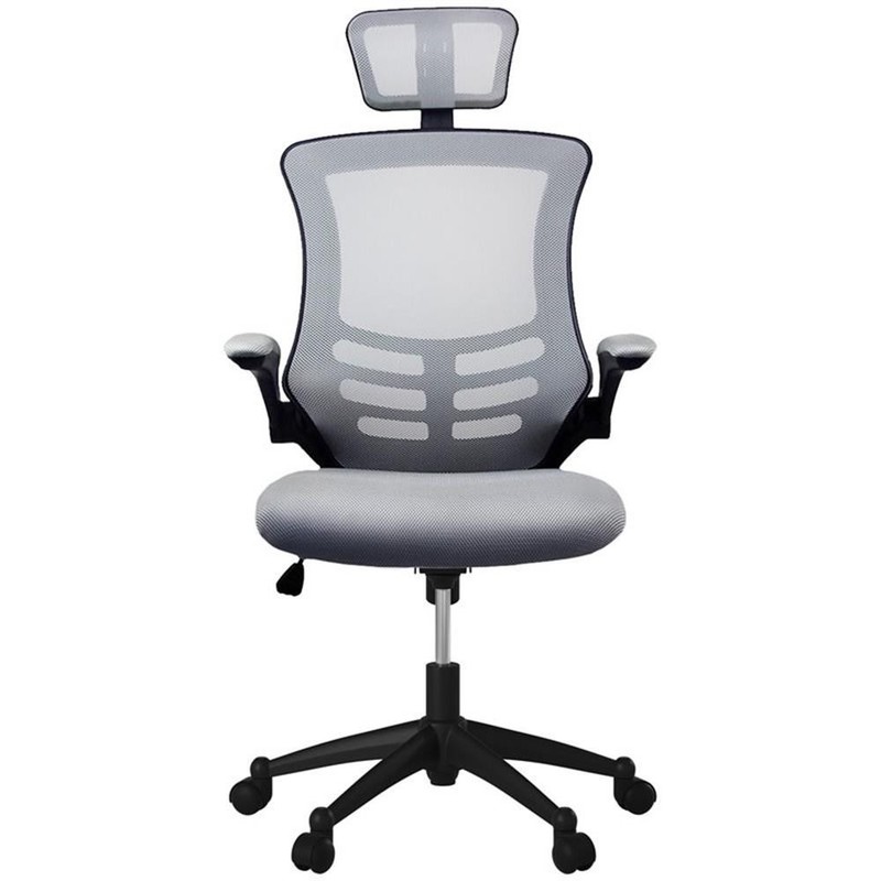 Pemberly Row Executive High Back Office Chair w/ Headrest in Silver Gray Fabric gallery