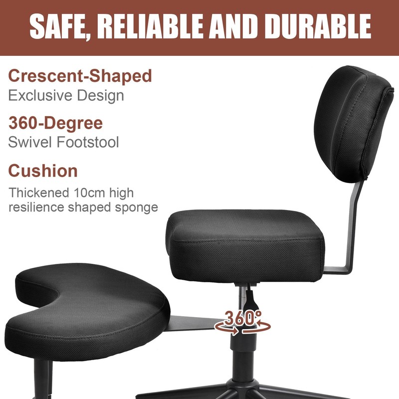 Ergonomic Meditation Chair Cross Legged Office Chair Adjustable Height New- gallery
