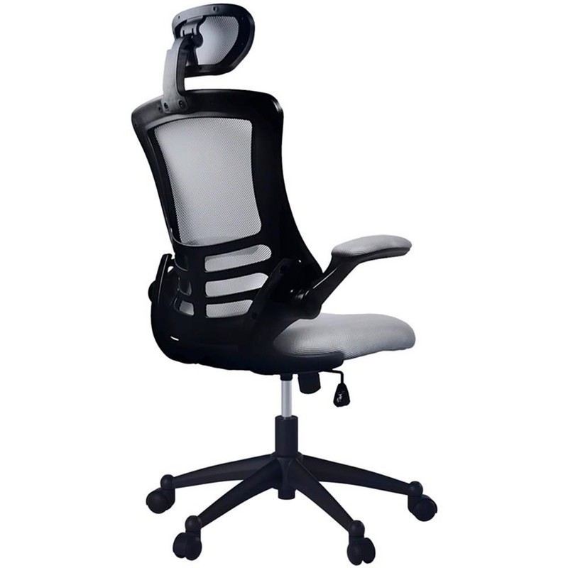 Pemberly Row Executive High Back Office Chair w/ Headrest in Silver Gray Fabric gallery