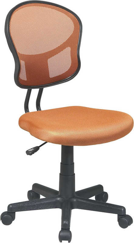 Stylish Orange Armless Task Chair with Mesh Back, Padded Seat & 360° Swivel