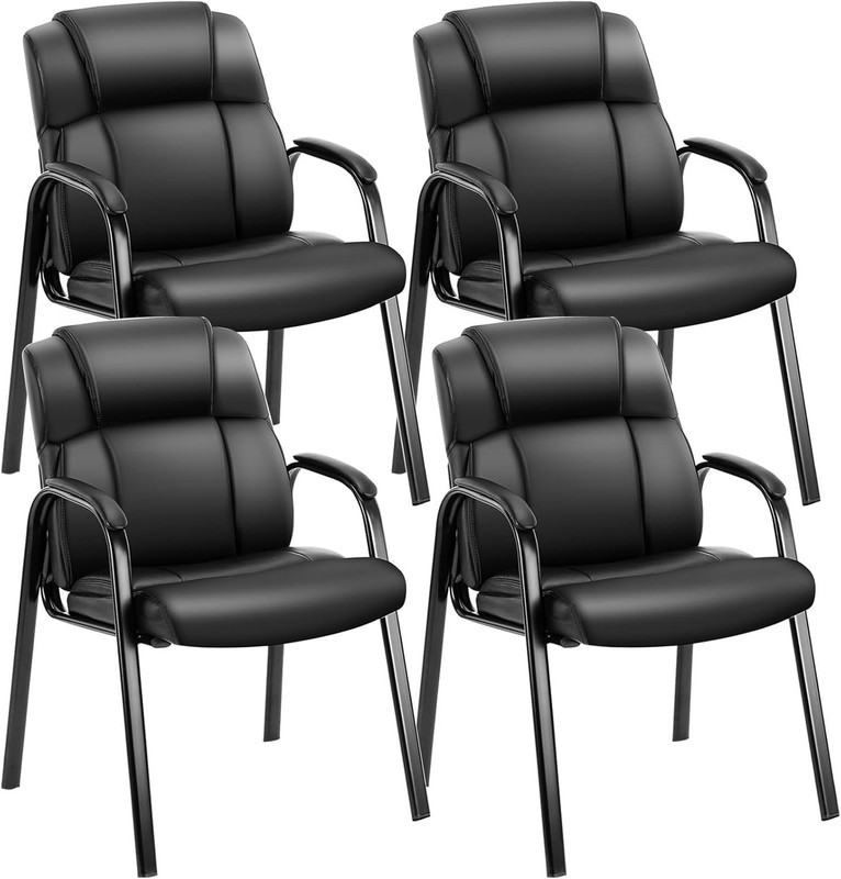 Waiting Room Chairs Set of 4, Leather Office Desk Reception Guest Stationary …