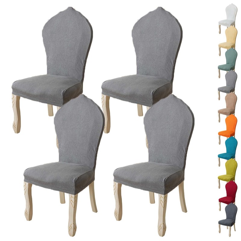 KCCRHIN Round Back Dining Chair Slipcover Stretch Curved D 4pcs