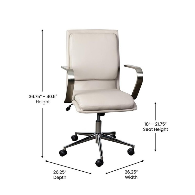 Flash Furniture James Faux Leather Swivel Office Chair in Taupe Beige/Chrome gallery